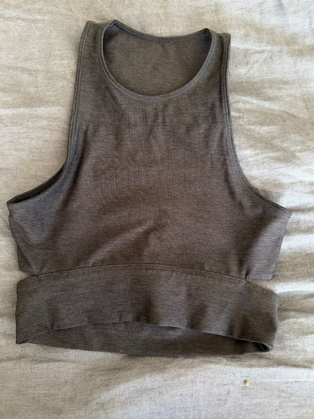 **Outdoor Voices Charcoal Gray Open Back Crop Top Sports Bra Size XS**